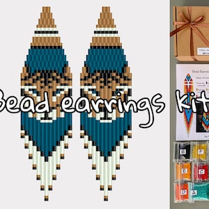 DIY Kit to make Tiger Bead Fringe earring pattern, wild animal Earrings Pattern, tiger lover earrings making Craft, Brick stitch tutorial