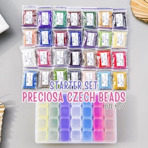 Mix di perline di semi Preciosa misura 10/0 set di partenza 28 colori di perline rotonde ceche Rocailles, scatola artigianale per ricamo di perline, regalo per la creazione di gioielli fai da te