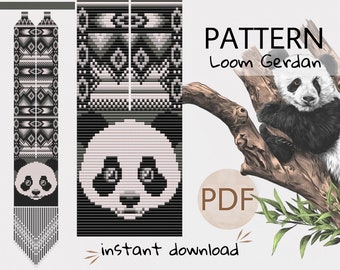 PDF Cute DIY Bead Black white Panda Gerdan necklace pattern, loom panda Seed bead necklace pattern, Jewelry making pattern, gift for crafter