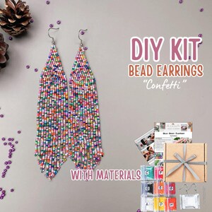 DIY-Ohrring-Set – Anleitung für Perlenfransenohrringe – Bunte Konfetti-Ohrringe selber machen – Brick-Stitch-Anleitung – Geschenk für Bastler