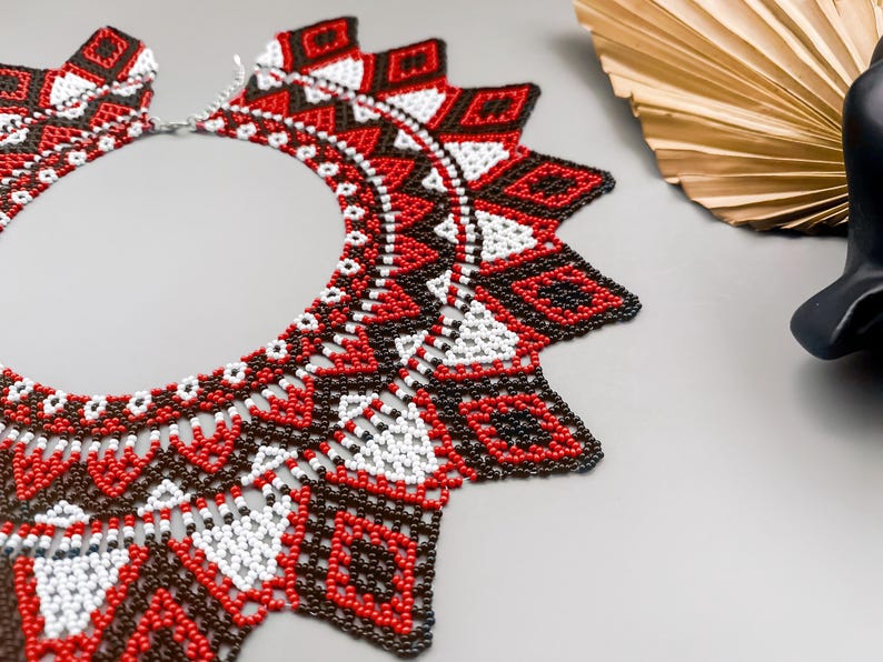 PDF tutorial to Create Beaded Collar Seed Bead Lace Necklace pattern for Elegant Handcrafted Jewelry Crafting Project to make Beaded collar image 10