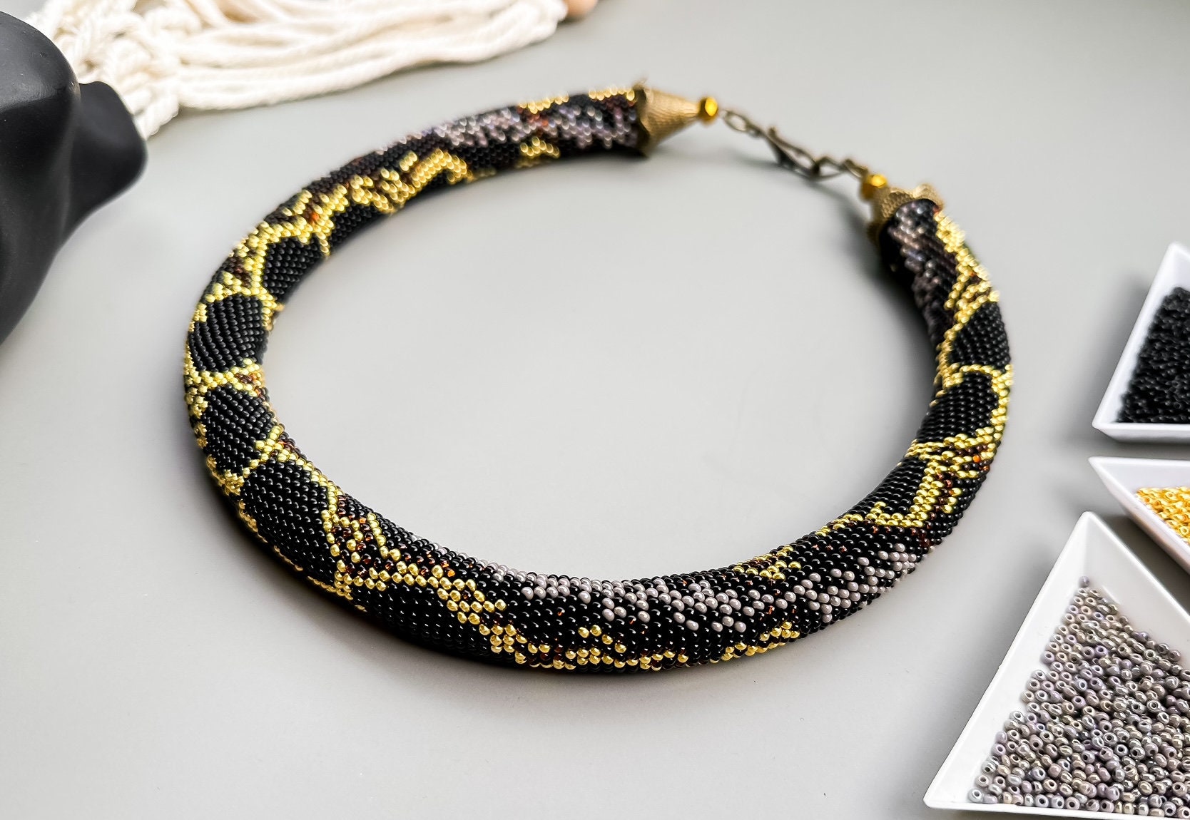 PDF Pattern to Make Python Bead Crochet Rope, Black Snake Crochet ...
