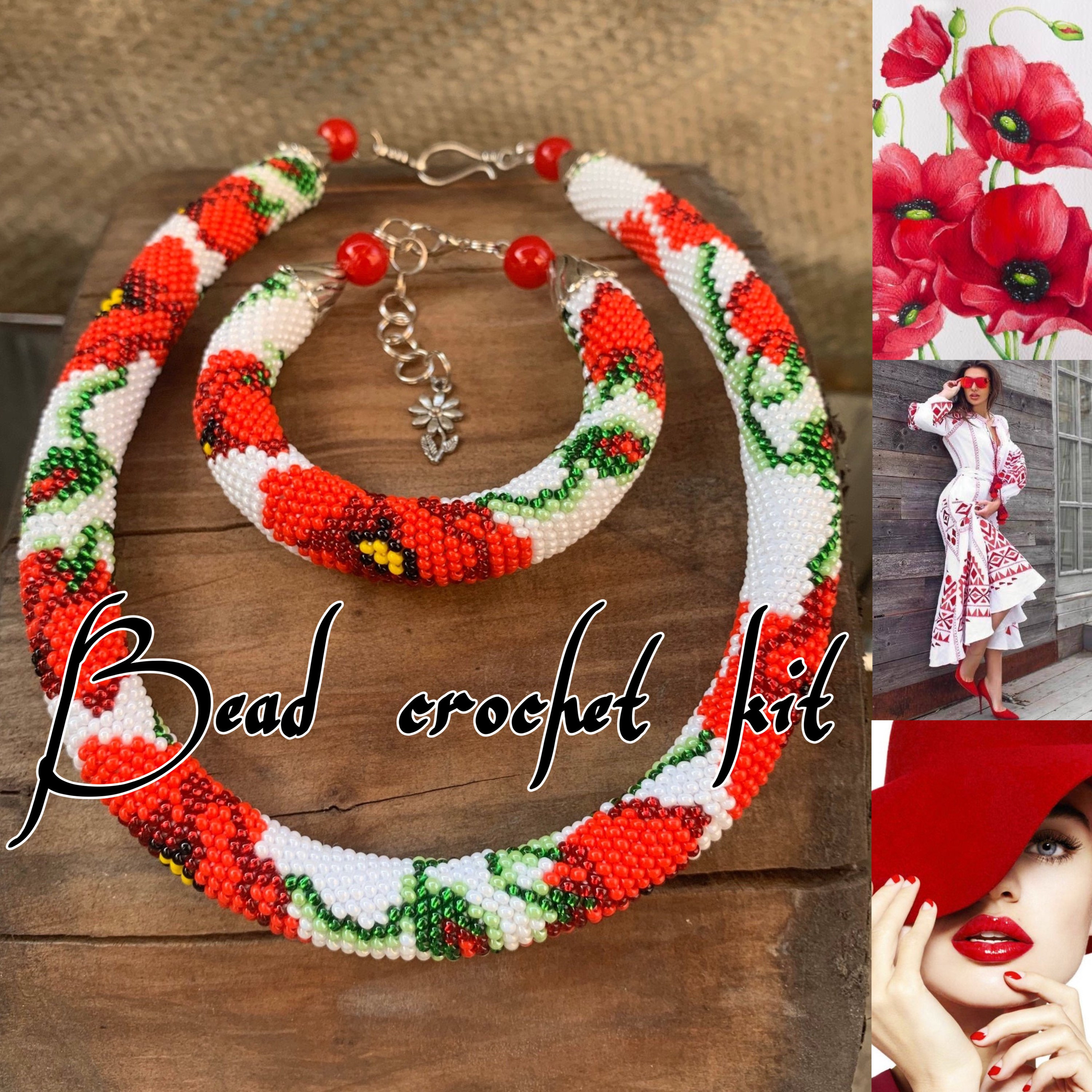KIT to Make Bead Crochet Rope Necklace 