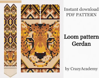 PDF Ethnic leopard jewelry Making pattern, Seed Bead Gerdan necklace pattern, DIY Crafts pattern for Adults, Beading loomwork animal pattern