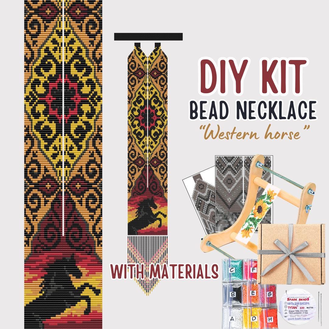 DIY Western Horse Sunset Bead Loom Necklace Kit Handmade Western