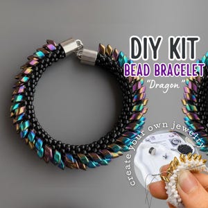 DIY Miyuki Blauwe Draak Armband Kit, Regenboog Kralen Sieraden Maak Kit, Kralen Weefarmband Patroon Set, Knutselcadeau DIY Kralenarmband