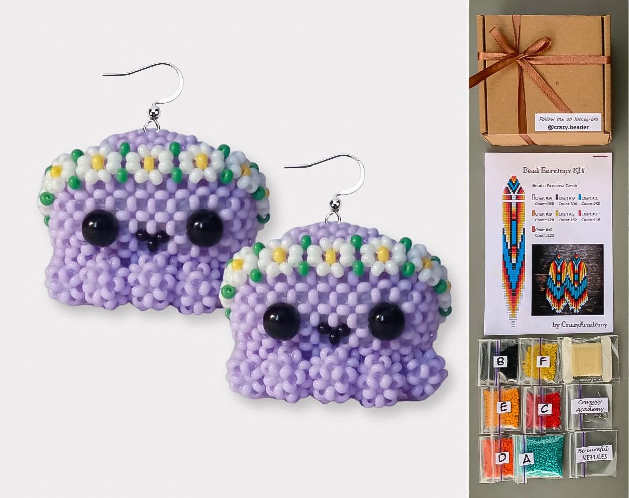 Kit De Broderie Perles 3D En Forme De Pieuvre – Loisir Créatif Animaux Marins – Avec Perles Colorées Et Instructions