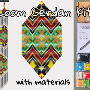DIY Bead green black folk Necklace Kit, DIY craft kit, Hand loomwork pattern, craft Gift, ethnic ornament pattern, Needlework kit