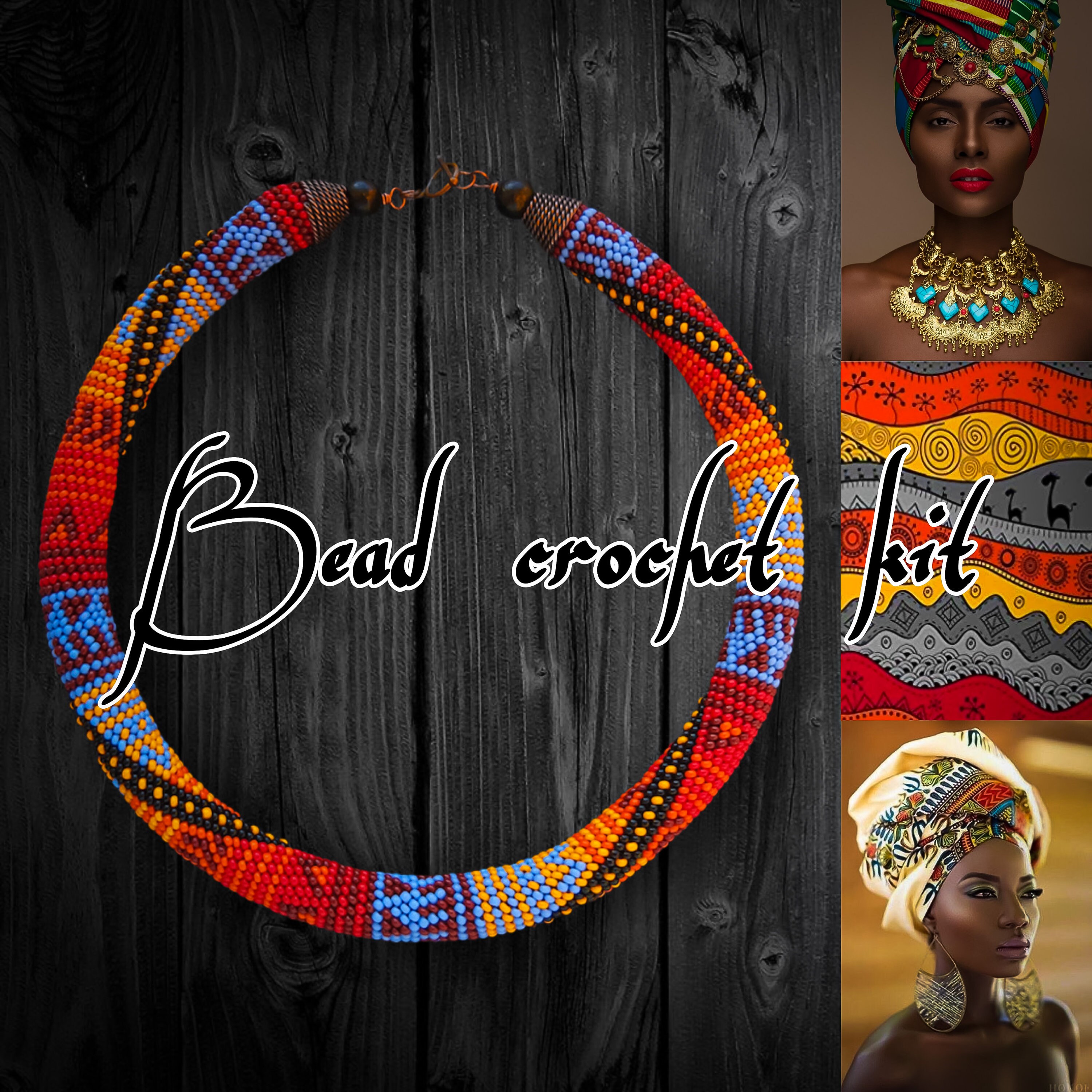 DIY KIT African native patchwork Necklace bead colorful | Etsy
