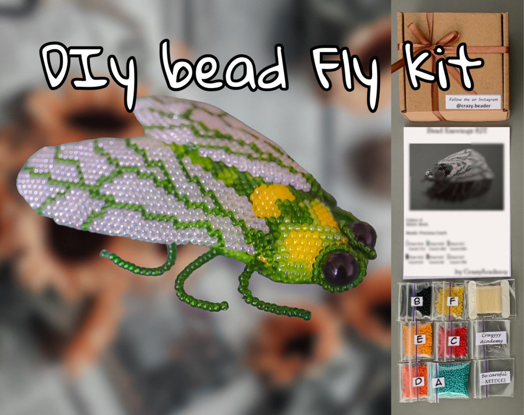 DIY Finely Detailed Naturalistic Seed Bead Fly Beetle Brooch Kit ...