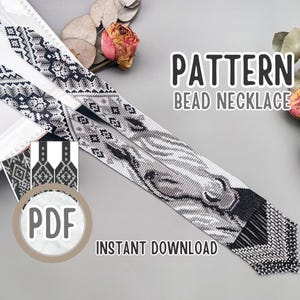 Padrão em PDF para artesanato DIY Cavalo Branco em estilo rústico da Gerdan Craft, Crie seu próprio colar de miçangas em tear, Tutorial de artesanato com miçangas para amantes de trabalhos manuais