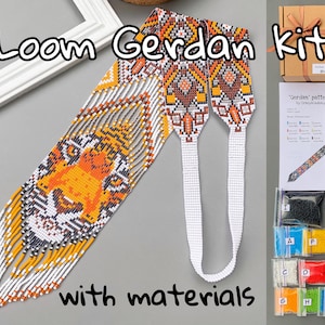 May include: A loom beading kit for making a colourful beaded necklace with a tiger design. The kit includes beads, thread, and instructions. "Gerdan pattern by CrazyBeading"