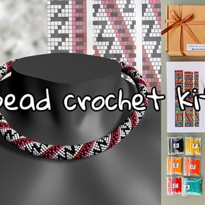 DIY Beading Kit, Seed Bead necklace Kit, Gift Kit, DIY Jewelry Making Kit, Beading Tutorials, Bead crochet necklace KIT, Craft kit adults