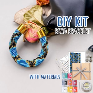 DIY Blue Python Bead Crochet Bracelet Kit, Snake Seed Bead Bracelet DIY, Reptile Jewelry Making Craft Kit, Handmade Bracelet