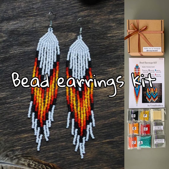 Boucles D'oreilles Ethniques à Franges Rouges - Fait Main - Dormeuses - Marque Lilei Créa