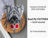 PDF Seed Bead Fly Pattern, Brick stitch Beading Bug Pattern Tutorial, Grey Beaded Beetle brooch, Funny Bead weaving PDF digital pattern