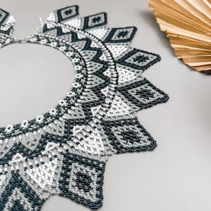 PDF tutorial to Create Beaded Collar Seed Bead Lace Necklace pattern for Elegant Handcrafted Jewelry Crafting Project to make Beaded collar image 4