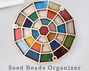 Seed Beads Organizer with 31 Sections, Bead wood holder, Beading organize tray, Travel beadwork craft space organization, Gift for beader