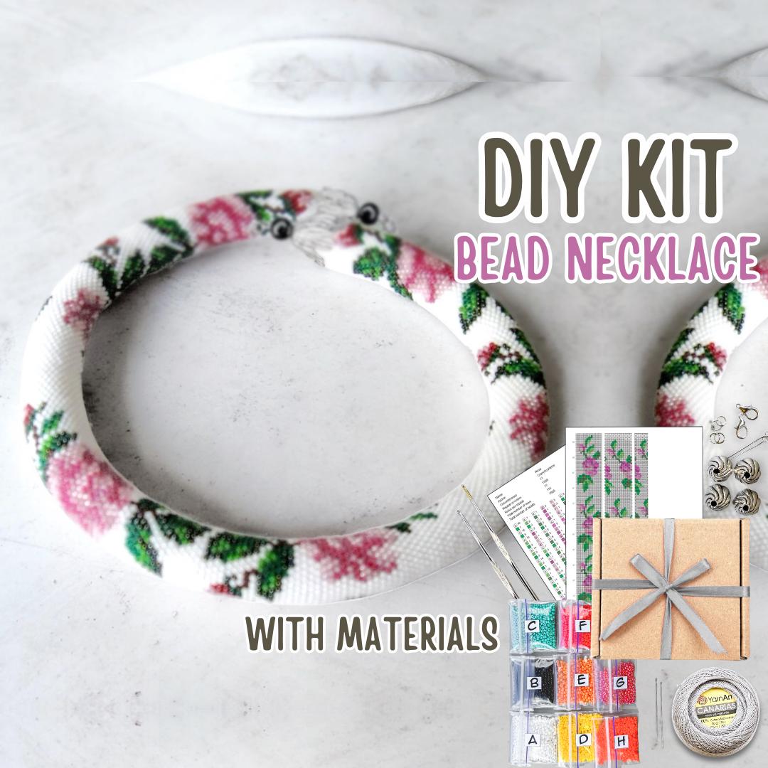 Pink Rose DIY Bead Crochet Rope Necklace Kit