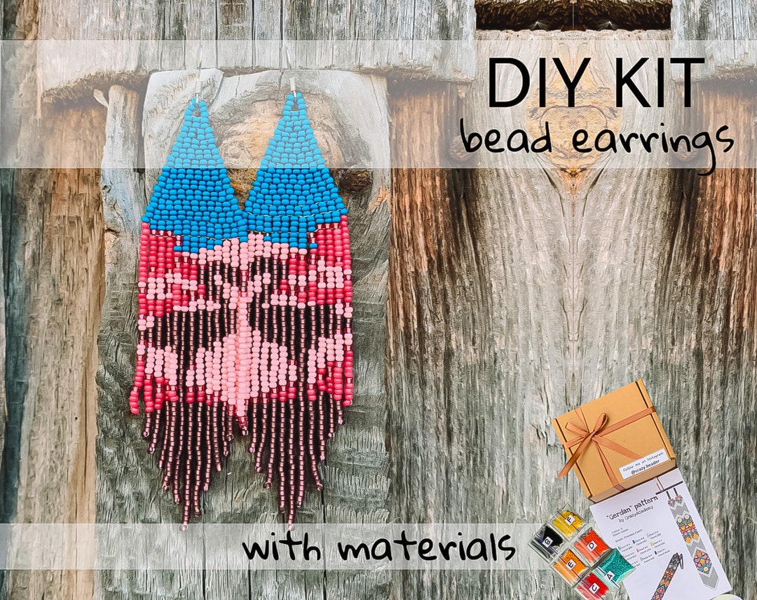Pink Small Brick Stitch Earring Making Kit for Beginners at
