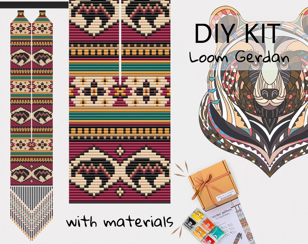 DIY Beadweaving Beaded American Ethnic Bear Gerdan Kit, Bead Loom
