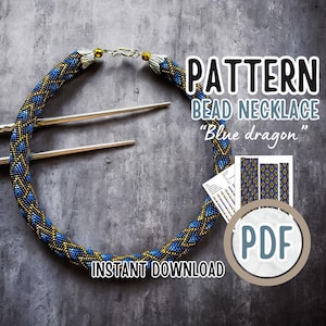 PDF Azure blue dragon skin necklace pattern, Jewelry making pattern Craft, diy Rope Jewelry Beadweaving Crafter Gift, Bead Crochet pattern