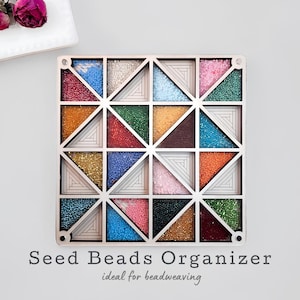 Wooden bead organizer with 32 Sections, Seed Bead Holder Tray for Jewelry Making & Embroidery, Craft Storage Tool for Beaders, Beading tools