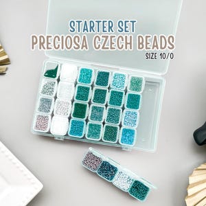 Set di perline verdi turchesi, perline Preciosa misura 10/0, perline rotonde ceche Rocailles, scatola per ricamo di perline, regalo per perline