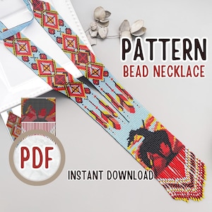 PDF Sunset Stallion Beaded Necklace pattern, Rustic Western Horse Gerdan Craft pattern, nature native american Necklace Adult tutorial