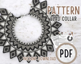PDF tutorial to Create Beaded Collar Seed Bead Lace Necklace pattern for Elegant Handcrafted Jewelry Crafting Project to make Beaded collar