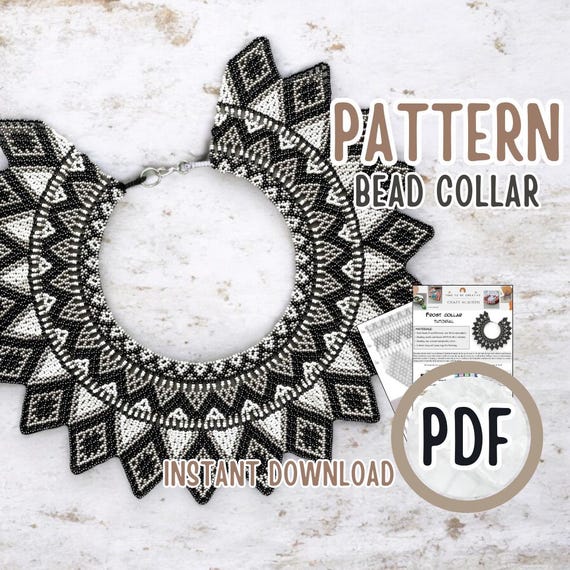 PDF tutorial to Create Beaded Collar Seed Bead Lace Necklace pattern for Elegant Handcrafted Jewelry Crafting Project to make Beaded collar