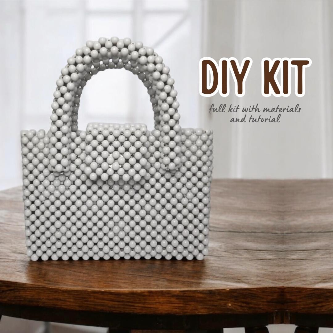 DIY Bead Bag KIT, Beading Kit Bag Purse, DIY Full Kit, Craft Gift
