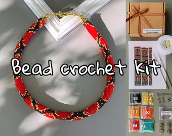 KIT pour faire perle Crochet Rouge serpent collier et bracelet - collier fabrication Adult Craft - bricolage Corde Bijoux Perlage Crafter Cadeau