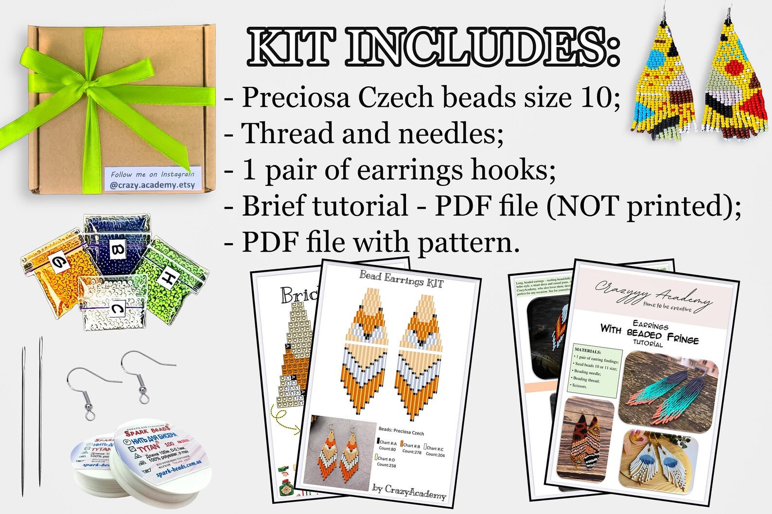 Jewelry Kit for Adults, Making Dangle Beaded Earrings and Tutorial
