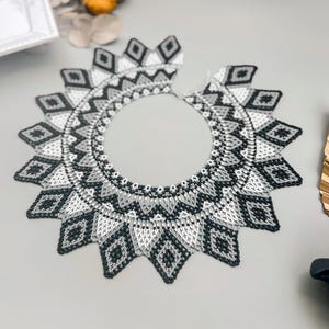 PDF tutorial to Create Beaded Collar Seed Bead Lace Necklace pattern for Elegant Handcrafted Jewelry Crafting Project to make Beaded collar image 12