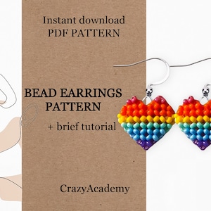 Patrón para principiantes de aguja de cuentas de corazón de arco iris en PDF, patrón de corazón de cuentas para niños adultos, regalos para adolescentes, patrón de descarga digital fácil