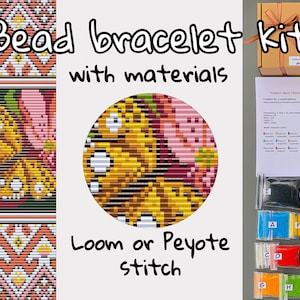 DIY Loom Peyote Butterfly Bracelet kit, beaded kit, seed bead Butterfly kit, diy bugs jewelry making kit, adult craft, beading bookmark