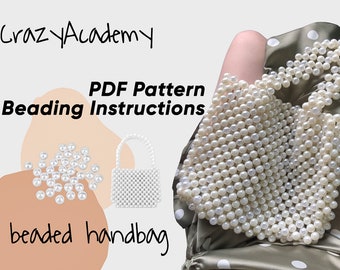 PDF Beading white bag pattern, handbag pattern, PDF File, Easy pattern, Simple bag pattern, beading tutorial, DIY bead Bag tutorial for her