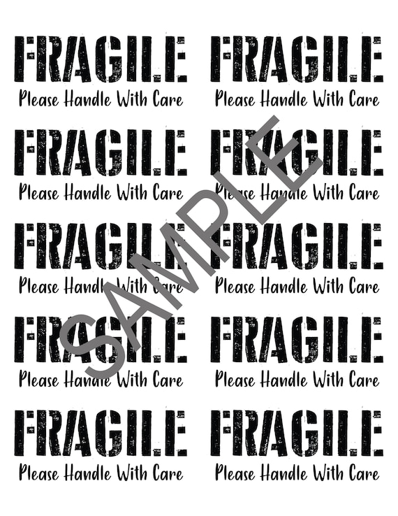 Fragile Handle With Care Printable 2x4 Stickers