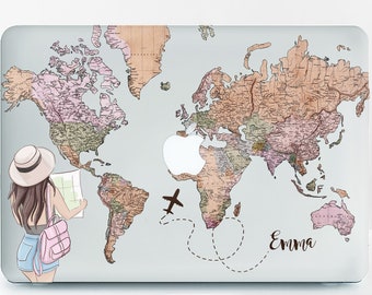 Personalized Macbook Pro Case 16 Inch 2022 With Name Macbook Air 13 Inch Case 2017 Macbook Pro Case 13 Inch World Map Macbook Pro 15 GM0040