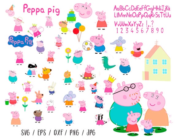 109 In 1 Cute Peppa Pig Svg Peppa Pig Family Digital Files Svg Etsy