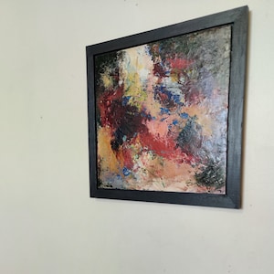 Origineel olieverfschilderij: modern abstract expressionisme, ingelijste kleurenstudie