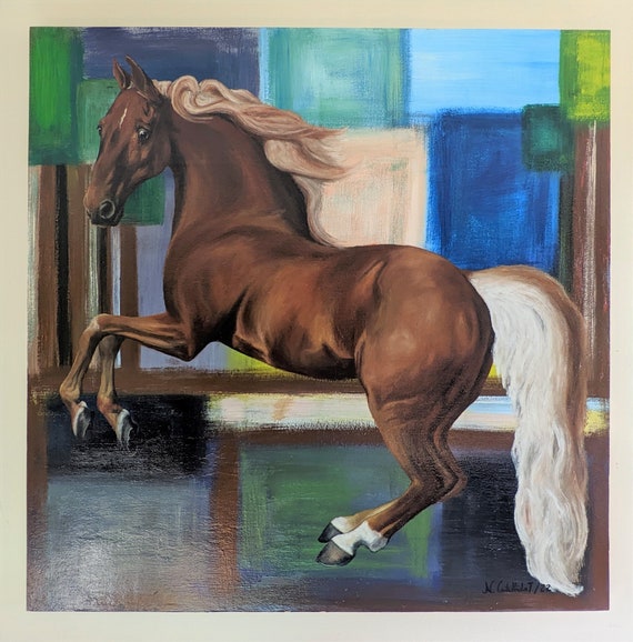 Oil on panel take on Whistlejacket by George Stubbs