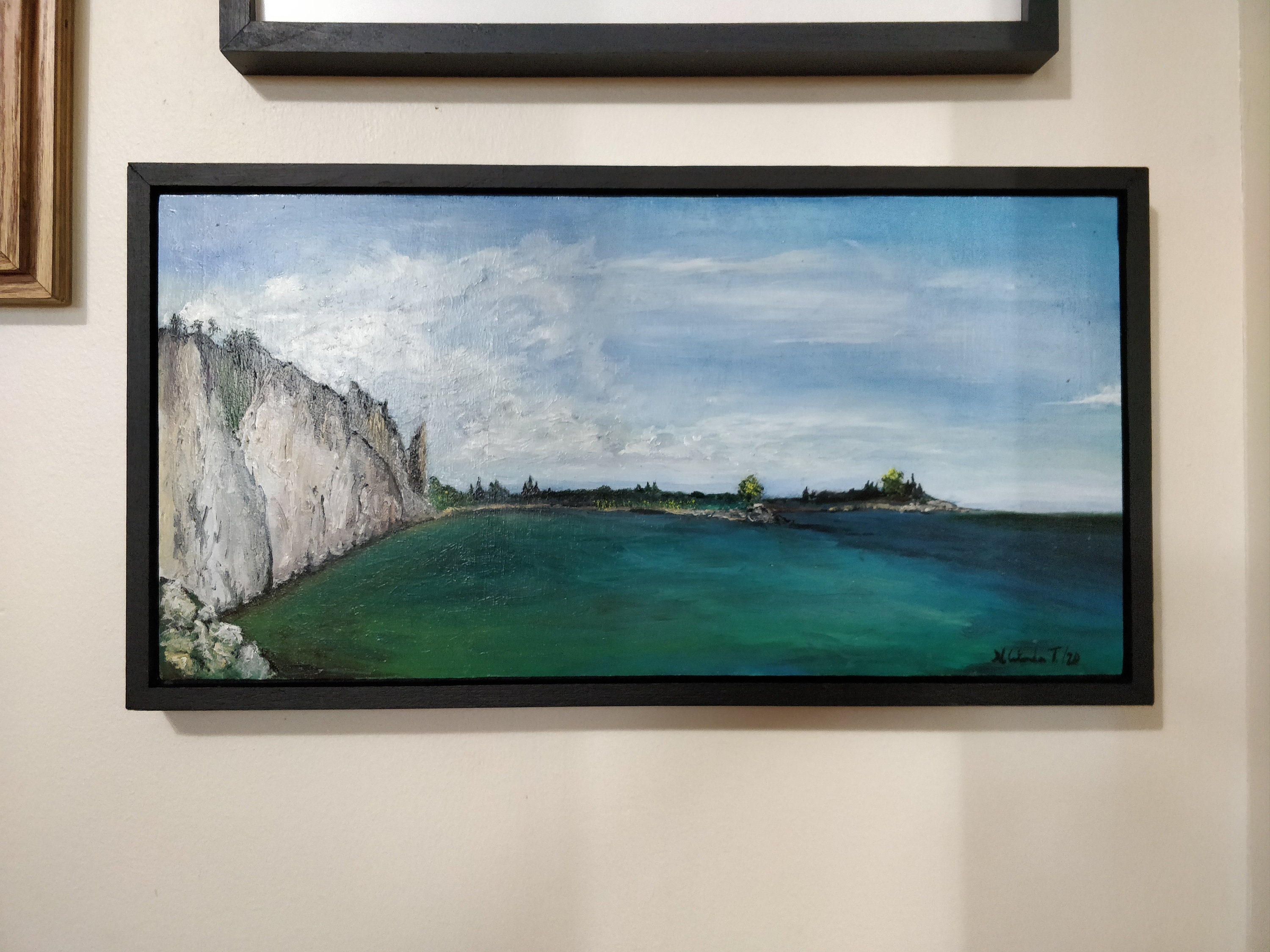 View of The Scarborough Bluffs oil on canvas landscape painting with