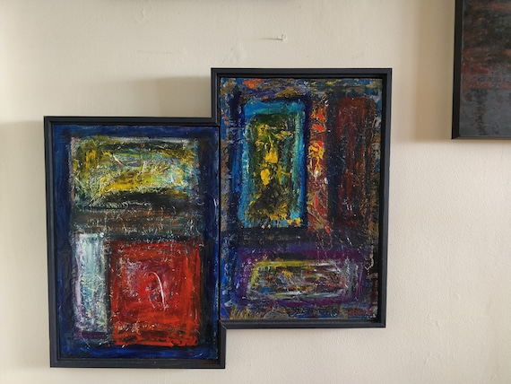 Colorful abstract painting made with acrylics