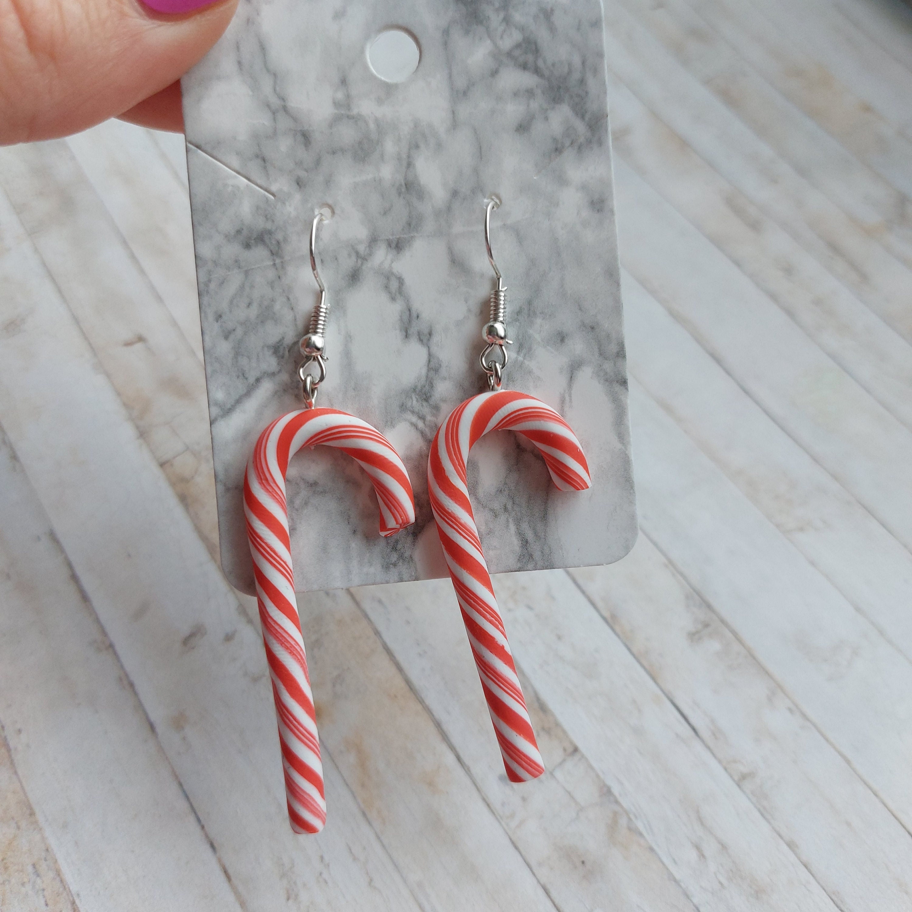 Candy Cane Dangle Earrings Etsy