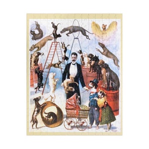 Puzzle, Jigsaw Puzzle, Vintage Circus Dogs Print, 252-piece