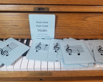 Violin Music Note Flash Cards, Treble Clef