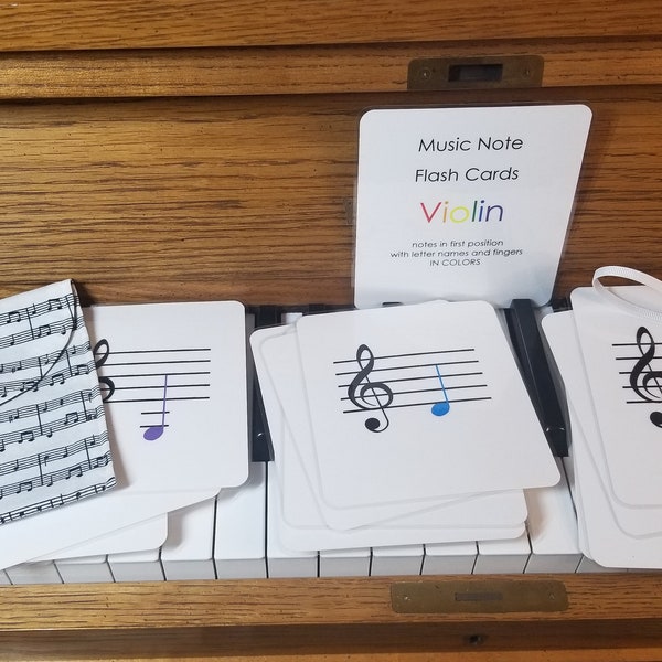 Violin Music Reading Flash Cards Color