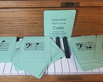 Cello Music Note Flash Cards, Bass Clef